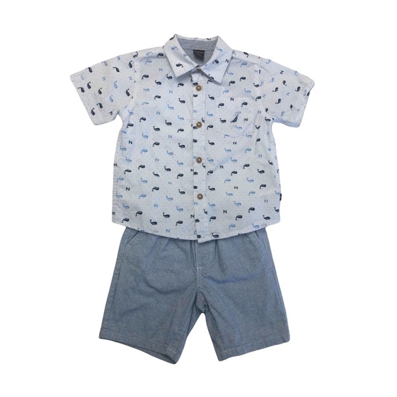 Nautica Short Sleeve Shirt and Shorts Matching Outfit Set Size 3T - Picture 2 of 16
